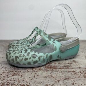 Crocs Women's Carlie Leopard Fade Clog Mule Shoes 6